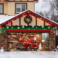 thumbnail image 1 of 7x16 ft Christmas Banner Cover, Garage Door Christmas Cover Winter Snow Scene Outdoor Large Garage Door Decors Xmas Candyland Village Backdrop for Wall House Holiday Party Decor, 1 of 5