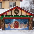 thumbnail image 1 of 7x16 ft Christmas Banner Cover, Garage Door Christmas Cover Winter Snow Scene Outdoor Large Garage Door Decors Xmas Candyland Village Backdrop for Wall House Holiday Party Decor, 1 of 4