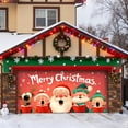 thumbnail image 1 of 7x16 ft Christmas Banner Cover, Garage Door Christmas Cover Winter Snow Scene Outdoor Large Garage Door Decors Xmas Candyland Village Backdrop for Wall House Holiday Party Decor, 1 of 5