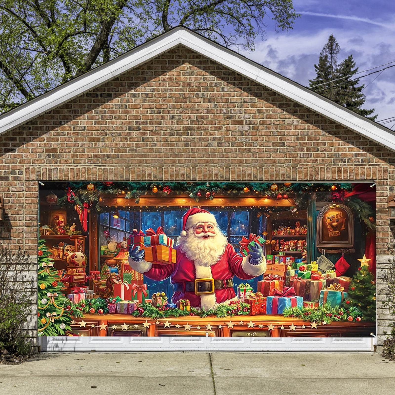 7x16 ft Christmas Garage Door Cover Designed for 2025, A Key Piece for