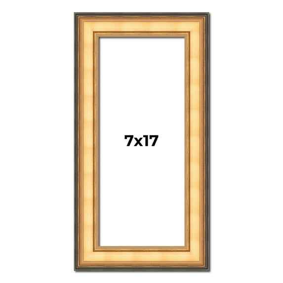 7x17 Frame Gold Plein Aire Solid Wood Picture Frame Width 2 Inches | Interior Frame Depth 0.5