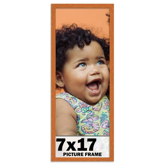 7x17 Frame Honey Pecan Brown Picture Frame - Modern Photo Frame Includes UV Acrylic Shatter Guard