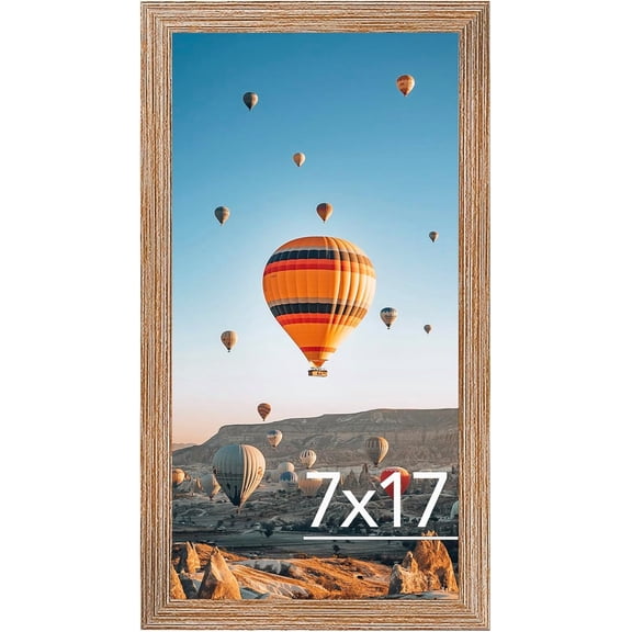 7x17 Picture Frame Rustic Brown for Poster Photo Picture, Horizontal and Vertical Formats for Wall Hanging, 7 x 17 Wall Gallery Poster Photo Frame for 7 by 17 Photos Posters, Rustic Brown