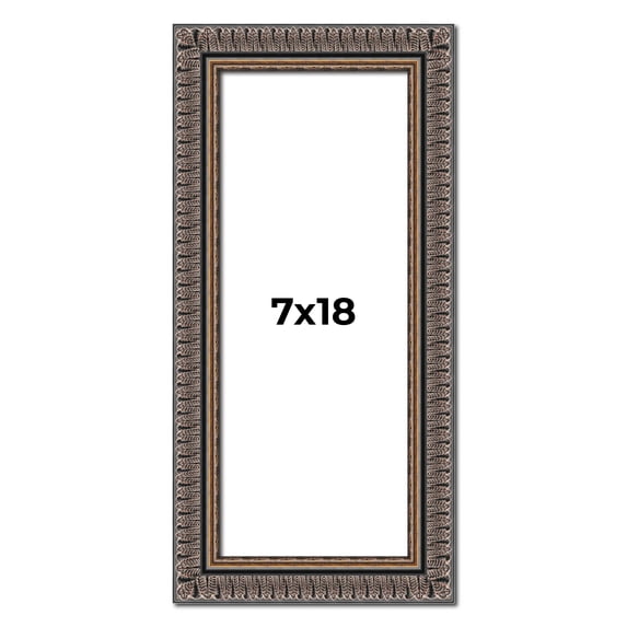 7x18 Frame Black Feather Payton Ornate Solid Wood Picture Frame Width 1.75 Inches | Interior Depth