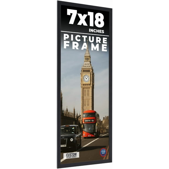 7x18 Frame Black Real Wood Picture Frame Width 0.75 inches | Interior Frame Depth 0.5 inches | Noir