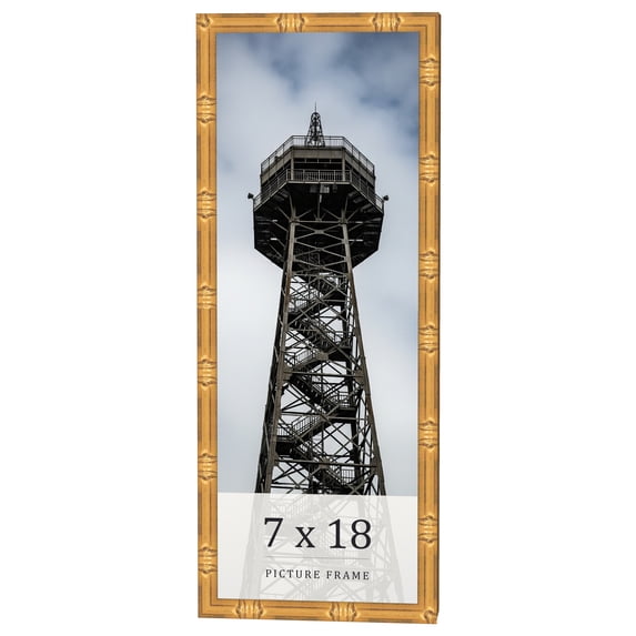 7x18 Frame Gold Bamboo Solid Wood Picture Frame | 1 Inch Moulding Width | Interior Frame Depth 0.75