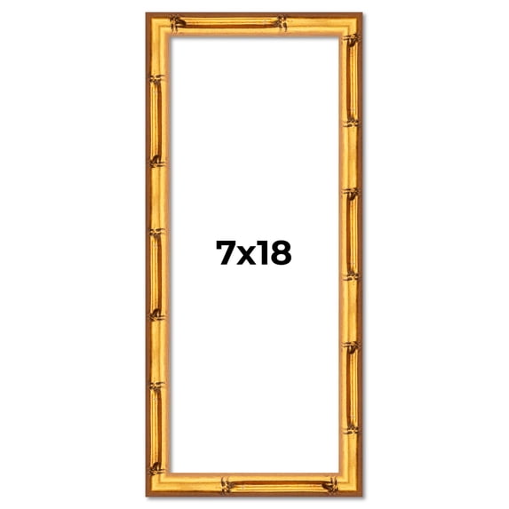 7x18 Frame Gold Bamboo Solid Wood Picture Frame | 1 Inch Moulding Width | Interior Frame Depth 0.75