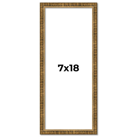 7x18 Frame Gold Kingsley Distressed Solid Wood Picture Frame Width 0.75 Inches | Interior Frame