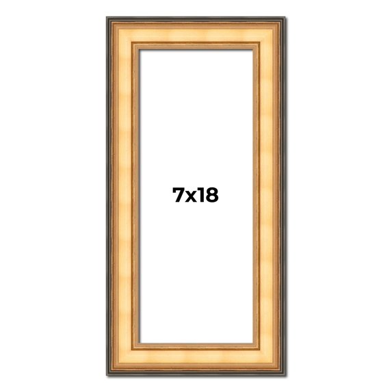 7x18 Frame Gold Plein Aire Solid Wood Picture Frame Width 2 Inches | Interior Frame Depth 0.5