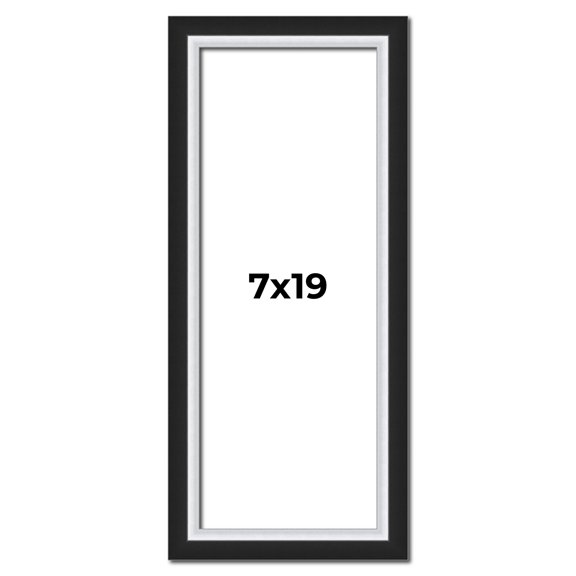 7x19 Frame Black & Silver Solid Wood Picture Frame Width 1.25 Inches | Interior Depth 0.75 Inches |