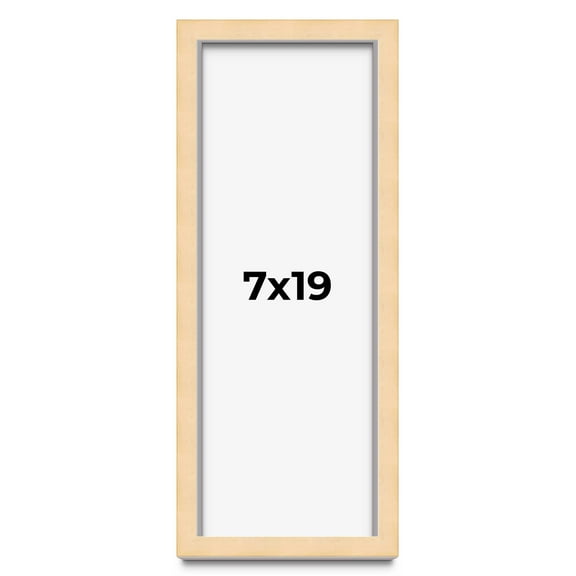 7x19 Frame Natural Wood Picture Frame | 0.75 Inch Moulding Width | with UV Acrylic Plexiglass, Foam
