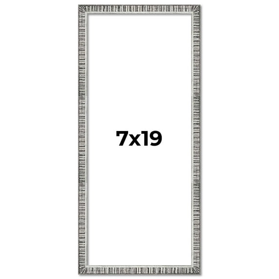 7x19 Frame Silver Grey Distressed Solid Wood Picture Frame | 0.75 Inch Moulding Width | Interior