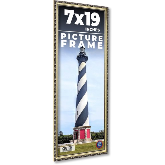 7x19 Frame Silver Solid Wood Picture Frame Width 1.125 Inches | Interior Frame Depth 0.375 Inches |