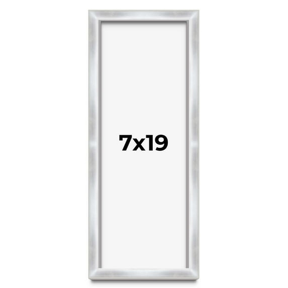 7x19 Frame Silver Whitewashed Wood Grain Solid Wood Shadow Box | 0.75 Inch Moulding Width | 0.75