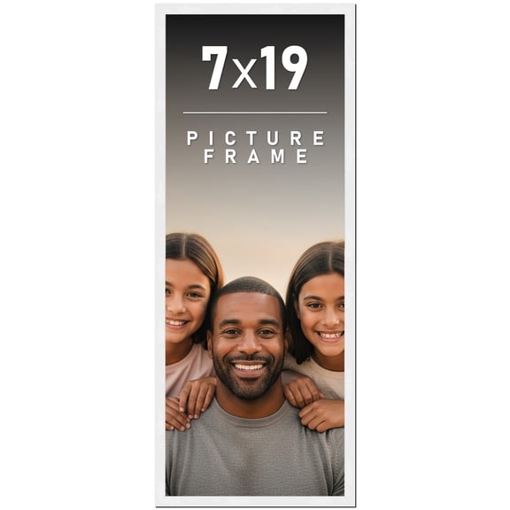 7x19 Frame White Solid Wood Picture Frame Includes UV Acrylic Shatter Guard Front, Acid Free Foam
