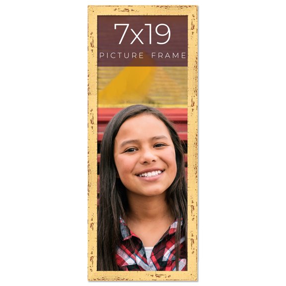 7x19 Frame Yellow Real Wood Picture Frame Width 1.25 inches | Interior Frame Depth 0.5 inches |