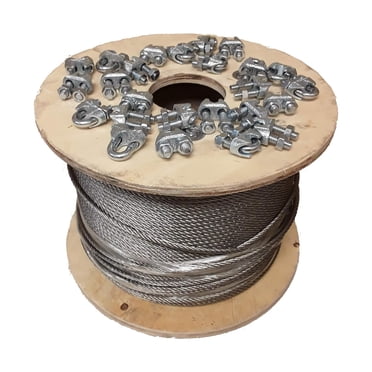 Steel Cable Wire Rope 5/16 Inch Galvanized Steel Aircraft Cable - 7x19 Strand, 250 Feet, Industrial Wire Rope Steel Wire Cables