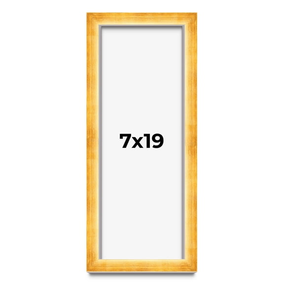 7x19 Shadow Box Frame Gold | 1.625 Inches Deep Real Wood Traditional Shadowbox Display Frame | UV