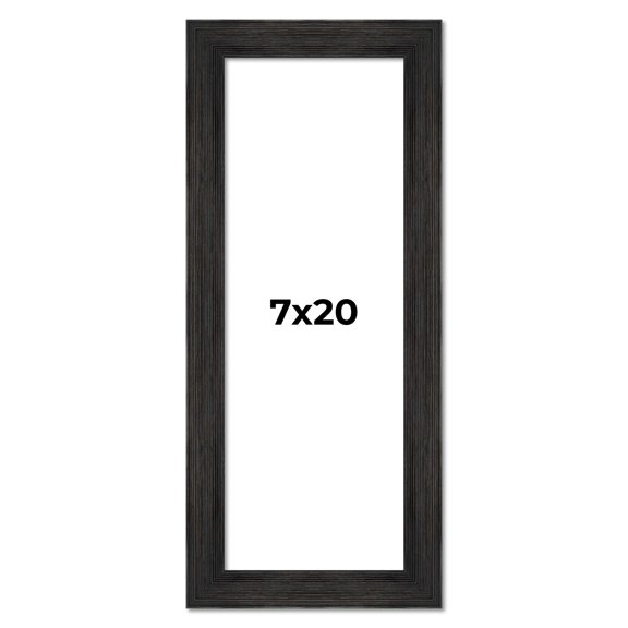 7x20 Frame Black Rustic Barnwood Solid Wood Picture Frame | 1.5 Inch Moulding Width | Includes UV