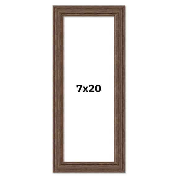 7x20 Frame Brown Farmhouse Solid Wood Picture Frame Width 1.5 Inches | Interior Frame Depth 0.5