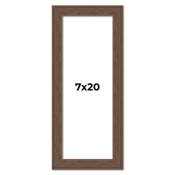 7x20 Frame Brown Farmhouse Solid Wood Picture Frame Width 1.5 Inches | Interior Frame Depth 0.5