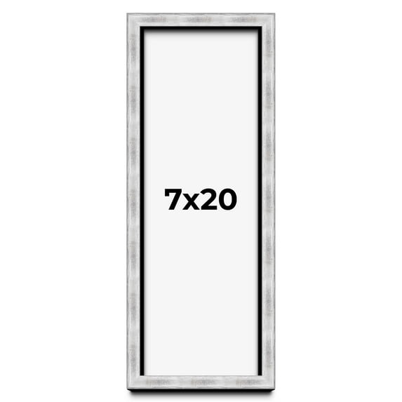 7x20 Frame Brushed Silver Solid Wood Picture Frame | 0.75 Inch Moulding Width | Rabbet Depth 0.75