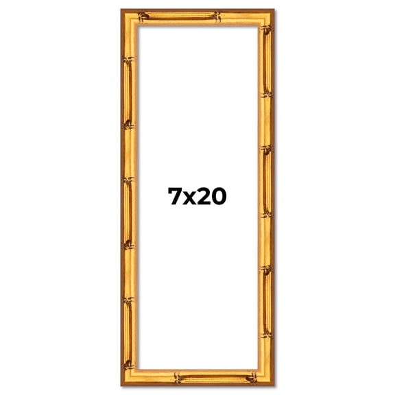7x20 Frame Gold Bamboo Picture Frame - Complete Modern Photo Frame Includes UV Acrylic Shatter