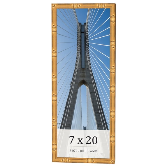 7x20 Frame Gold Bamboo Solid Wood Picture Frame | 1 Inch Moulding Width | Interior Frame Depth 0.75