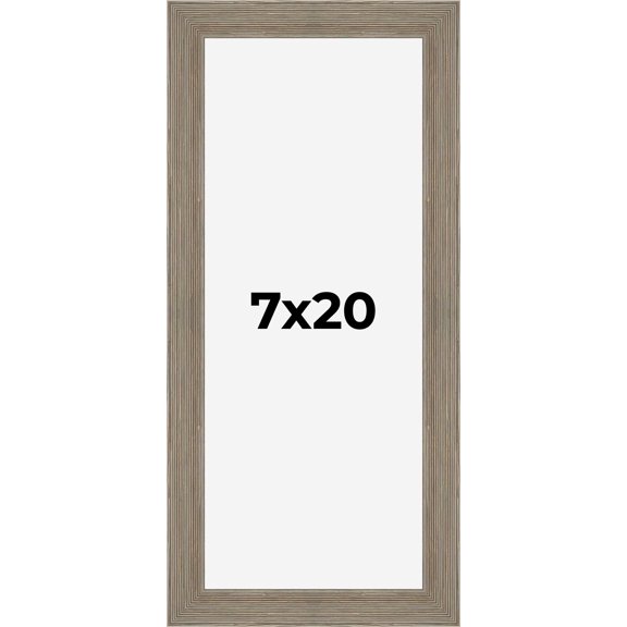 7x20 Frame Gray Barnwood Rustic Solid Wood Picture Frame | 1.5 Inch Moulding Width | Includes UV