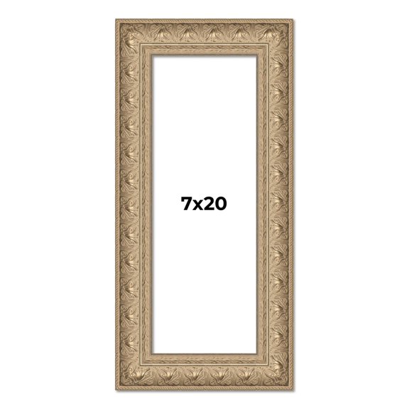 7x20 Frame Ornate Silver Beaded Solid Wood Picture Frame Width 2.5 Inches | Interior Depth 1 Inches