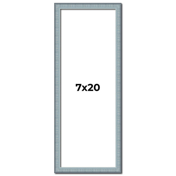 7x20 Frame Rustic Sky Blue Solid Wood Picture Frame | 0.75 Inch Moulding Width |Includes UV Acrylic