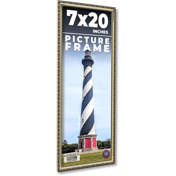 7x20 Frame Silver Solid Wood Picture Frame Width 1.125 Inches | Interior Frame Depth 0.375 Inches |