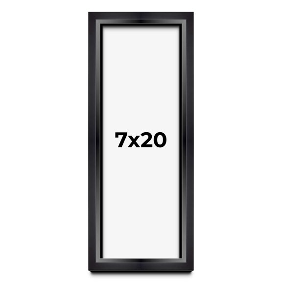 7x20 Shadow Box Frame Black | 1.25 inches Deep Real Wood Contemporary Shadowbox Display Frame | UV