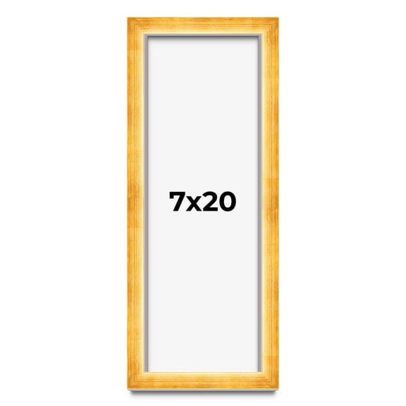 7x20 Shadow Box Frame Gold | 1.625 Inches Deep Real Wood Traditional Shadowbox Display Frame | UV