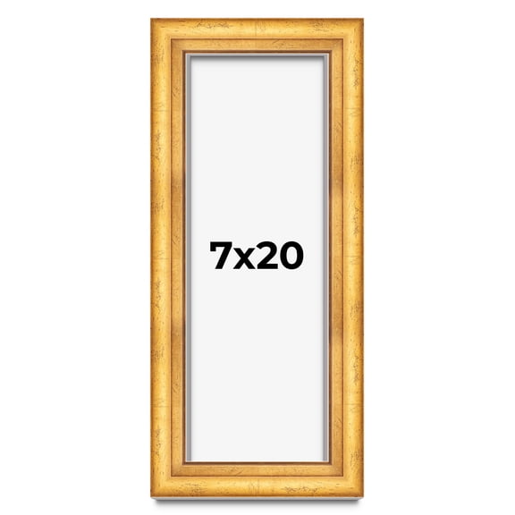 7x20 Shadow Box Frame Gold | 1.75 Inches Deep Real Wood Traditional Shadowbox Display Frame | UV