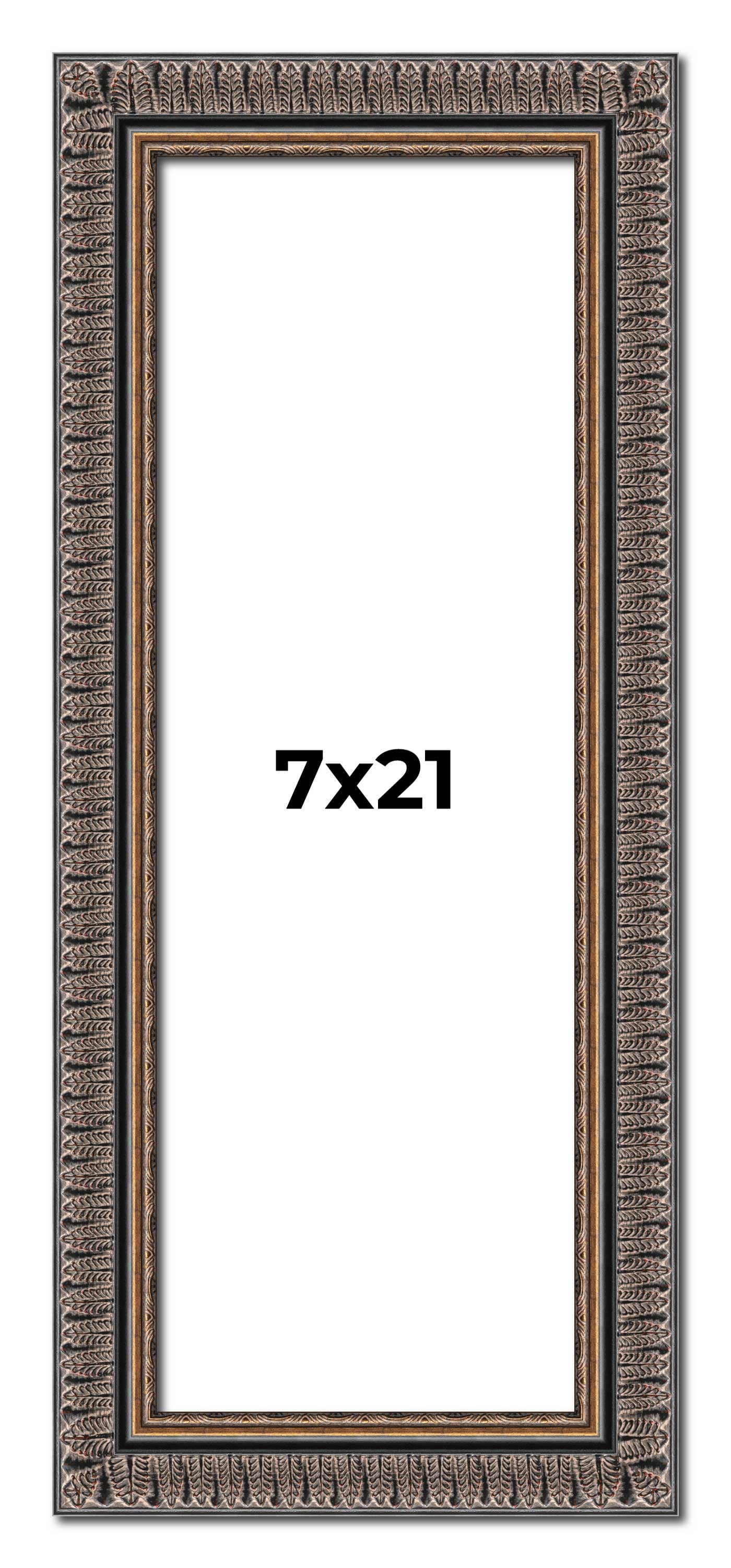 7x21 Frame Black Feather Payton Ornate Solid Wood Picture Frame Width 1 ...