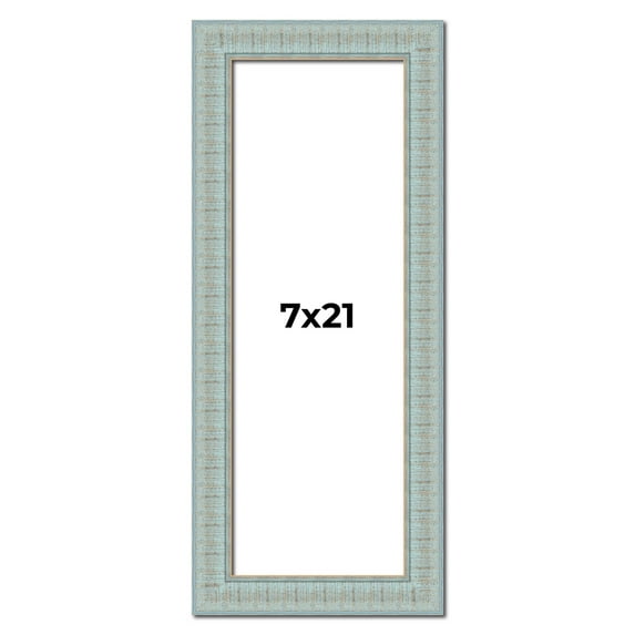 7x21 Frame Blue Teal Distressed Solid Wood Picture Frame | 1.625 Inch Moulding Width | Sonoma Blue