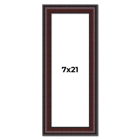 7x21 Frame Brown Round Mahogany Solid Wood Picture Frame | 1.625 Inch Moulding Width | with UV