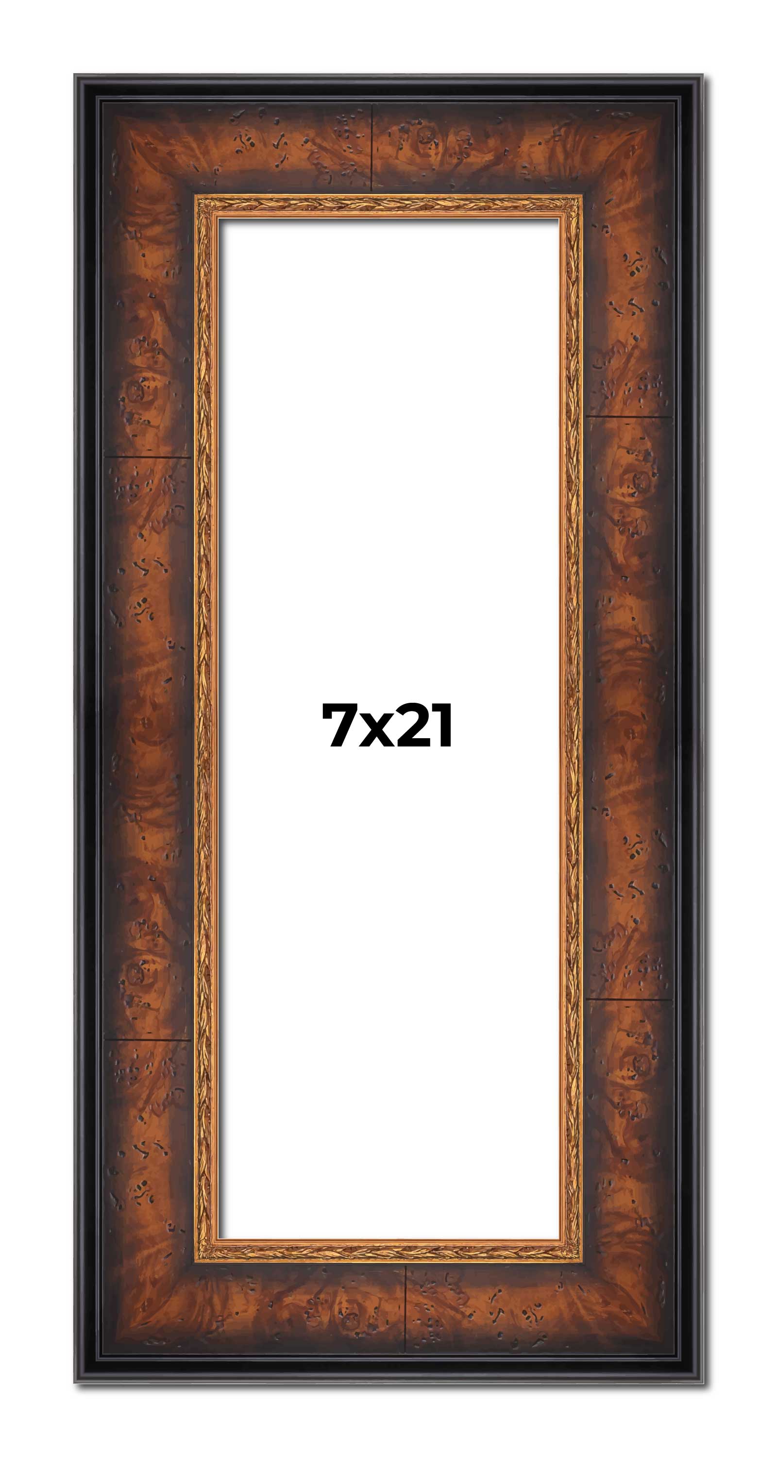 7x21 Frame Brown Walnut Gold Ornate Trim Solid Wood Plein Air Picture ...