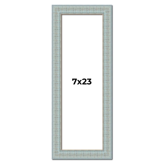 7x23 Frame Blue Teal Distressed Solid Wood Picture Frame | 1.625 Inch Moulding Width | Sonoma Blue