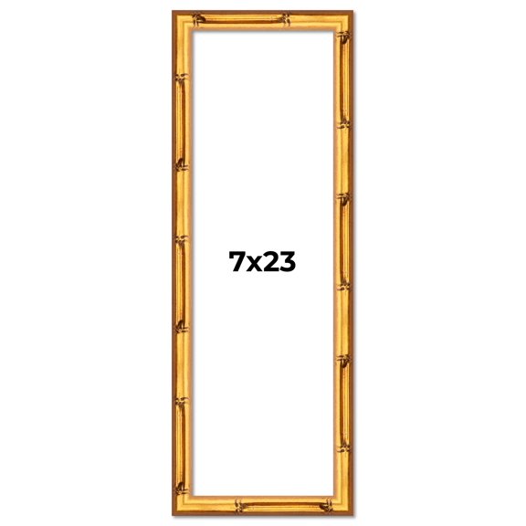7x23 Frame Gold Bamboo Solid Wood Picture Frame | 1 Inch Moulding Width | Interior Frame Depth 0.75