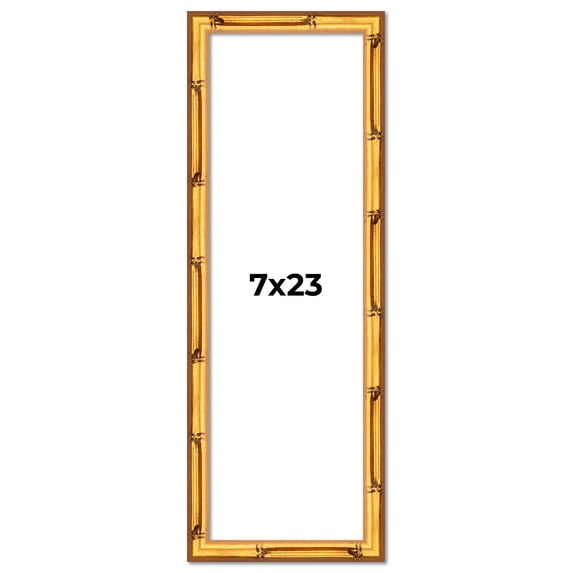 7x23 Frame Gold Bamboo Solid Wood Picture Frame | 1 Inch Moulding Width | Interior Frame Depth 0.75