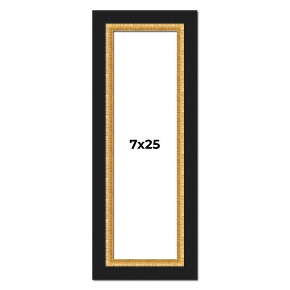 7x25 Frame Gold Real Wood Picture Frame Width 2.25 Inches | Interior Frame Depth 0.5 Inches |