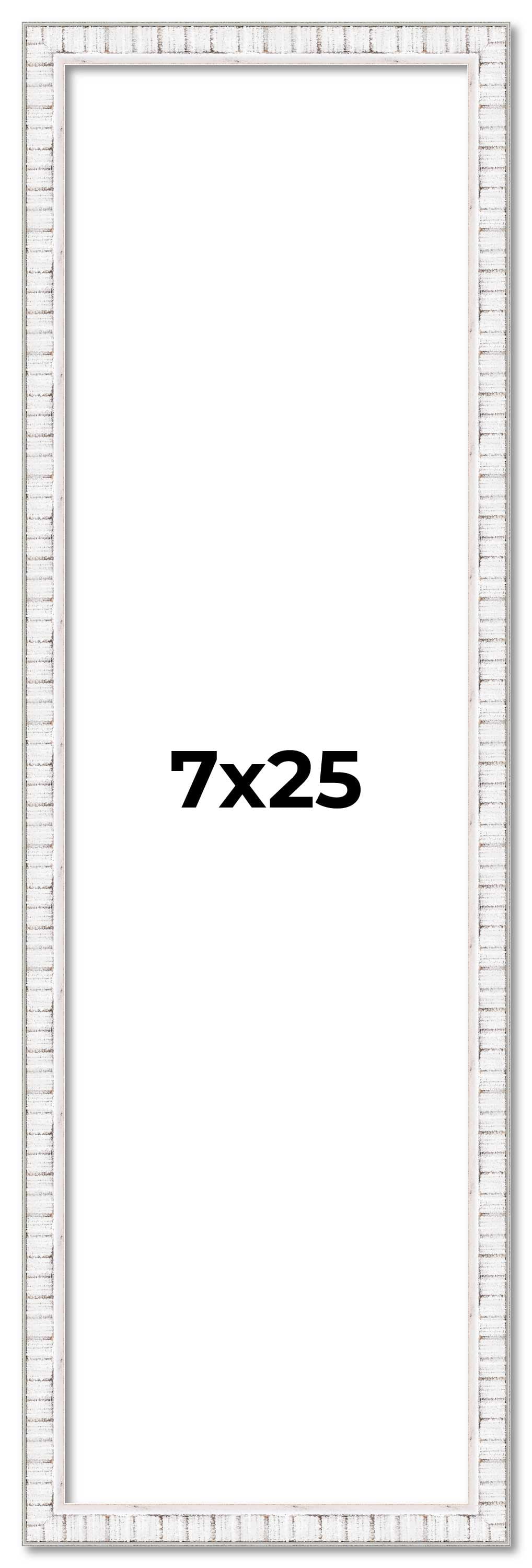 7x25 Frame White Scuffed Rustic Solid Wood Picture Frame | 0.75 Inch ...