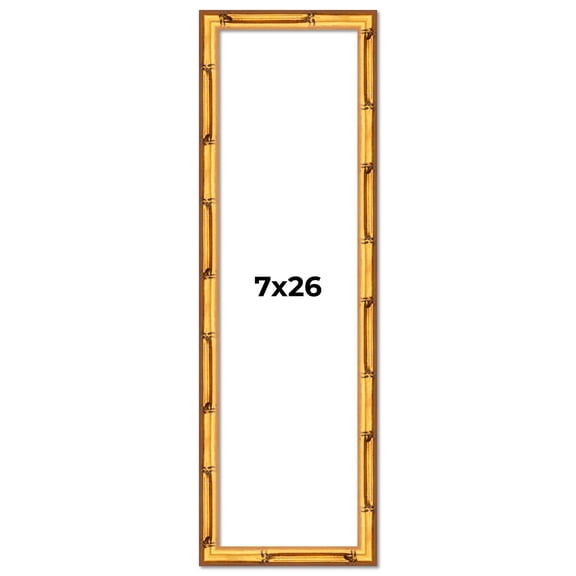 7x26 Frame Gold Bamboo Picture Frame - Complete Modern Photo Frame Includes UV Acrylic Shatter