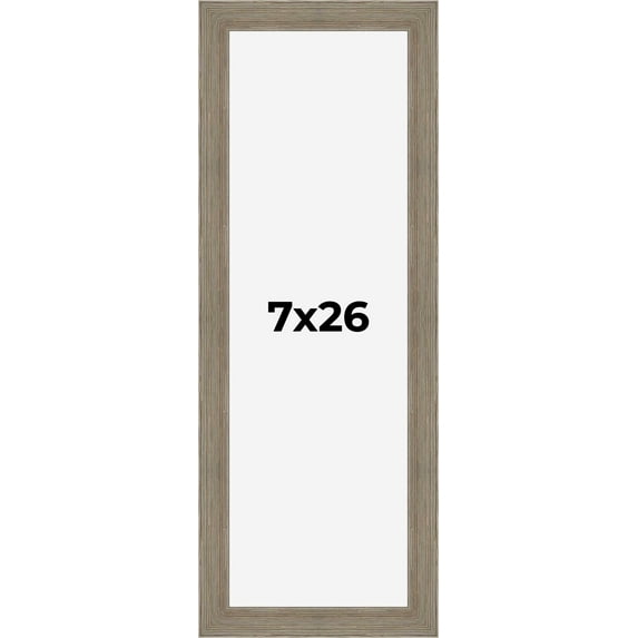 7x26 Frame Gray Barnwood Rustic Solid Wood Picture Frame | 1.5 Inch Moulding Width | Includes UV