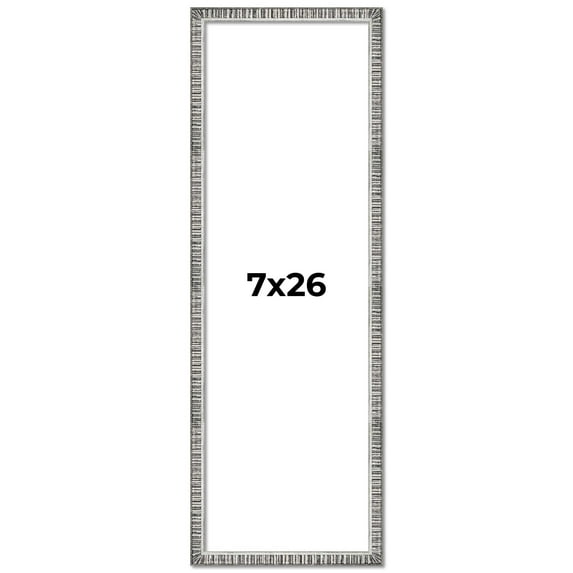 7x26 Frame Silver Picture Frame - Complete Modern Photo Frame Includes UV Acrylic Shatter Guard