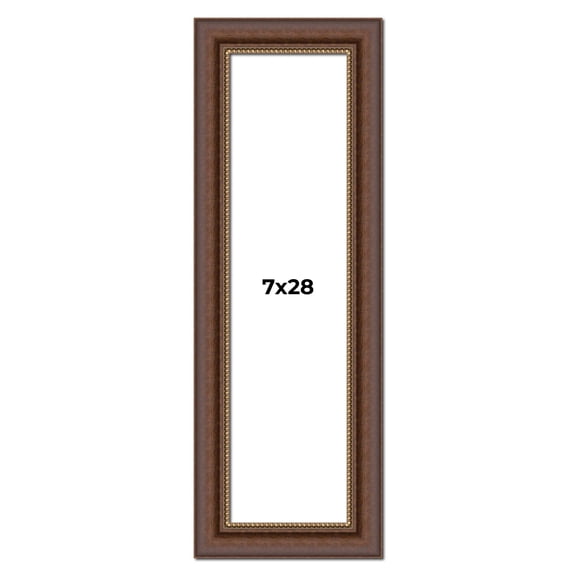 7x28 Copper and Brown Real Wood Picture Frame Width 2 inches | Interior Frame Depth 0.5 inches |