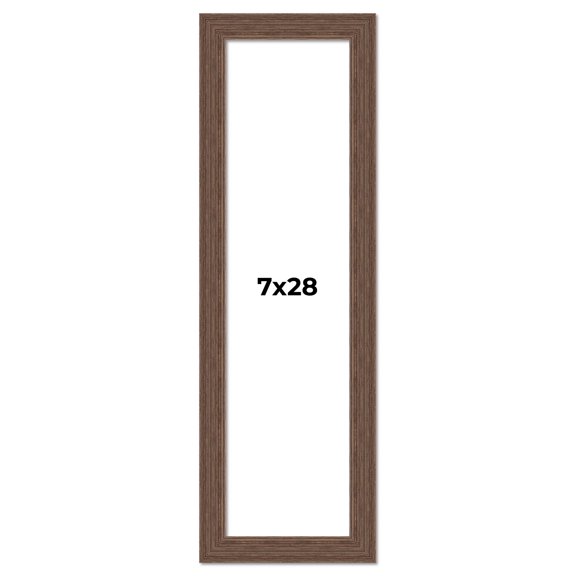 7x28 Frame Brown Distressed Barnwood Picture Frame | Rustic Farmhouse Photo Frame Includes UV