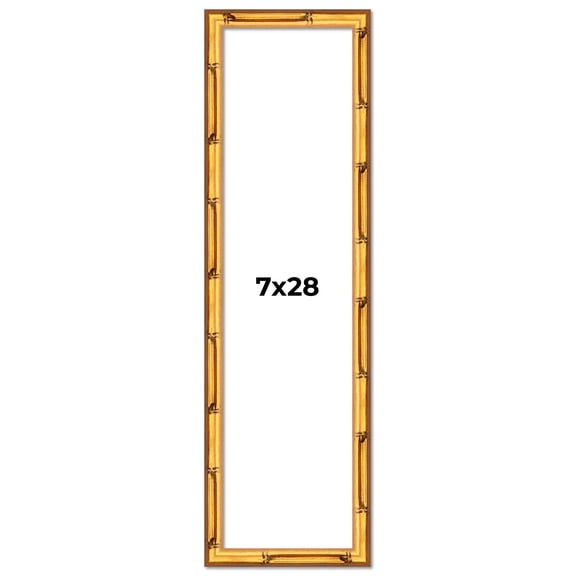 7x28 Frame Gold Bamboo Picture Frame - Complete Modern Photo Frame Includes UV Acrylic Shatter